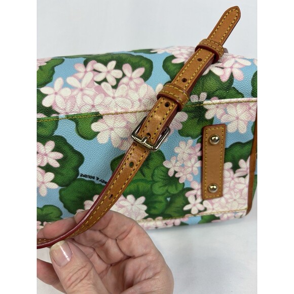 Dooney & Bourke Satchel Bag Shoulder Pink Blue Green Floral Hydrangea Print - Picture 9 of 14